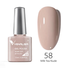Charger l'image dans la galerie, Vernis gel Venalisa 7,5 ml – Gamme de 60 couleurs (pailletées) pour nail art et manucure – Vernis gel UV « soak-off » (dissolvable)