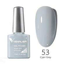 Charger l'image dans la galerie, Vernis gel Venalisa 7,5 ml – Gamme de 60 couleurs (pailletées) pour nail art et manucure – Vernis gel UV « soak-off » (dissolvable)