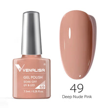 Charger l'image dans la galerie, Vernis gel Venalisa 7,5 ml – Gamme de 60 couleurs (pailletées) pour nail art et manucure – Vernis gel UV « soak-off » (dissolvable)