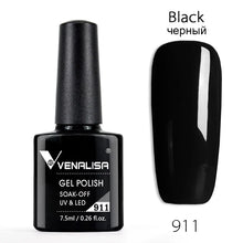 Charger l'image dans la galerie, Vernis gel Venalisa 7,5 ml – Gamme de 60 couleurs (pailletées) pour nail art et manucure – Vernis gel UV « soak-off » (dissolvable)