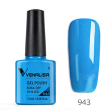 Charger l'image dans la galerie, Vernis gel Venalisa 7,5 ml – Gamme de 60 couleurs (pailletées) pour nail art et manucure – Vernis gel UV « soak-off » (dissolvable)