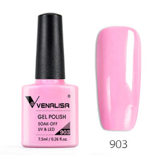 Charger l'image dans la galerie, Vernis gel Venalisa 7,5 ml – Gamme de 60 couleurs (pailletées) pour nail art et manucure – Vernis gel UV « soak-off » (dissolvable)