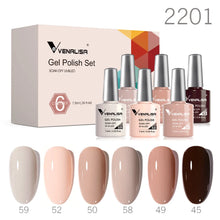 Charger l'image dans la galerie, Kit de 6 vernis semi-permanents Venalisa (Collection VIP5) – Sans HEMA – Teintes nude et rose effet « jelly » (translucide) – Soak-off (dépose facile) – Compatible UV/LED