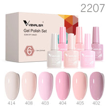 Charger l'image dans la galerie, Kit de 6 vernis semi-permanents Venalisa (Collection VIP5) – Sans HEMA – Teintes nude et rose effet « jelly » (translucide) – Soak-off (dépose facile) – Compatible UV/LED