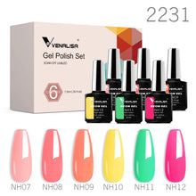 Charger l'image dans la galerie, Kit de 6 vernis semi-permanents Venalisa (Collection VIP5) – Sans HEMA – Teintes nude et rose effet « jelly » (translucide) – Soak-off (dépose facile) – Compatible UV/LED