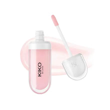 Charger l'image dans la galerie, Gloss Kiko 3D Mirror Lip Glaze original : formule waterproof, longue tenue et sans transfert ; teinte douce « pâte de haricot » (rose-brun) avec un fini brillant et lumineux.