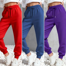 Charger l'image dans la galerie, Pantalon de jogging d'automne – Couleur unie, taille à cordon, coupe polyvalente, molletonné et tendance