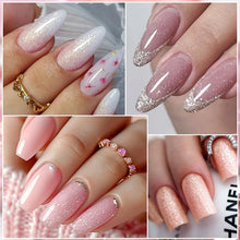 Charger l'image dans la galerie, MEET ACROSS – Gel Base Rubber 2-en-1 (7 ml) – Teintes Nude, Rose et Blanc à Paillettes – Vernis Gel pour Manucure Automne-Hiver