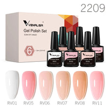 Charger l'image dans la galerie, Kit de 6 vernis semi-permanents Venalisa (Collection VIP5) – Sans HEMA – Teintes nude et rose effet « jelly » (translucide) – Soak-off (dépose facile) – Compatible UV/LED