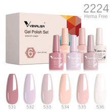 Charger l'image dans la galerie, Kit de 6 vernis semi-permanents Venalisa (Collection VIP5) – Sans HEMA – Teintes nude et rose effet « jelly » (translucide) – Soak-off (dépose facile) – Compatible UV/LED