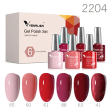 Charger l'image dans la galerie, Kit de 6 vernis semi-permanents Venalisa (Collection VIP5) – Sans HEMA – Teintes nude et rose effet « jelly » (translucide) – Soak-off (dépose facile) – Compatible UV/LED