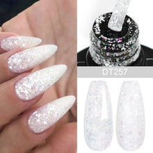 Charger l'image dans la galerie, MEET ACROSS – Gel Base Rubber 2-en-1 (7 ml) – Teintes Nude, Rose et Blanc à Paillettes – Vernis Gel pour Manucure Automne-Hiver