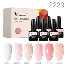 Charger l'image dans la galerie, Kit de 6 vernis semi-permanents Venalisa (Collection VIP5) – Sans HEMA – Teintes nude et rose effet « jelly » (translucide) – Soak-off (dépose facile) – Compatible UV/LED
