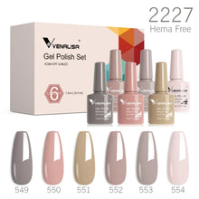 Charger l'image dans la galerie, Kit de 6 vernis semi-permanents Venalisa (Collection VIP5) – Sans HEMA – Teintes nude et rose effet « jelly » (translucide) – Soak-off (dépose facile) – Compatible UV/LED