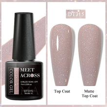 Charger l'image dans la galerie, MEET ACROSS – Gel Base Rubber 2-en-1 (7 ml) – Teintes Nude, Rose et Blanc à Paillettes – Vernis Gel pour Manucure Automne-Hiver
