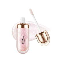 Charger l'image dans la galerie, Gloss Kiko 3D Mirror Lip Glaze original : formule waterproof, longue tenue et sans transfert ; teinte douce « pâte de haricot » (rose-brun) avec un fini brillant et lumineux.