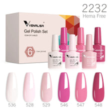 Charger l'image dans la galerie, Kit de 6 vernis semi-permanents Venalisa (Collection VIP5) – Sans HEMA – Teintes nude et rose effet « jelly » (translucide) – Soak-off (dépose facile) – Compatible UV/LED