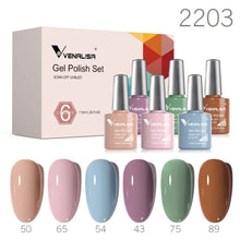 Charger l'image dans la galerie, Kit de 6 vernis semi-permanents Venalisa (Collection VIP5) – Sans HEMA – Teintes nude et rose effet « jelly » (translucide) – Soak-off (dépose facile) – Compatible UV/LED