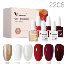 Charger l'image dans la galerie, Kit de 6 vernis semi-permanents Venalisa (Collection VIP5) – Sans HEMA – Teintes nude et rose effet « jelly » (translucide) – Soak-off (dépose facile) – Compatible UV/LED