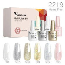Charger l'image dans la galerie, Kit de 6 vernis semi-permanents Venalisa (Collection VIP5) – Sans HEMA – Teintes nude et rose effet « jelly » (translucide) – Soak-off (dépose facile) – Compatible UV/LED