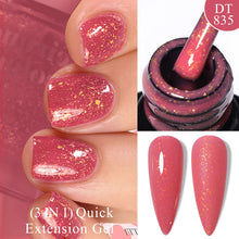 Charger l'image dans la galerie, MEET ACROSS – Gel Base Rubber 2-en-1 (7 ml) – Teintes Nude, Rose et Blanc à Paillettes – Vernis Gel pour Manucure Automne-Hiver