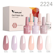 Charger l'image dans la galerie, Kit de 6 vernis semi-permanents Venalisa (Collection VIP5) – Sans HEMA – Teintes nude et rose effet « jelly » (translucide) – Soak-off (dépose facile) – Compatible UV/LED