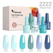 Charger l'image dans la galerie, Kit de 6 vernis semi-permanents Venalisa (Collection VIP5) – Sans HEMA – Teintes nude et rose effet « jelly » (translucide) – Soak-off (dépose facile) – Compatible UV/LED