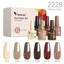 Charger l'image dans la galerie, Kit de 6 vernis semi-permanents Venalisa (Collection VIP5) – Sans HEMA – Teintes nude et rose effet « jelly » (translucide) – Soak-off (dépose facile) – Compatible UV/LED
