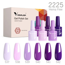 Charger l'image dans la galerie, Kit de 6 vernis semi-permanents Venalisa (Collection VIP5) – Sans HEMA – Teintes nude et rose effet « jelly » (translucide) – Soak-off (dépose facile) – Compatible UV/LED