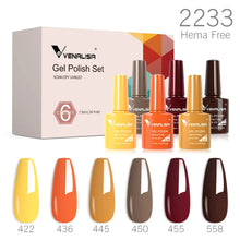 Charger l'image dans la galerie, Kit de 6 vernis semi-permanents Venalisa (Collection VIP5) – Sans HEMA – Teintes nude et rose effet « jelly » (translucide) – Soak-off (dépose facile) – Compatible UV/LED