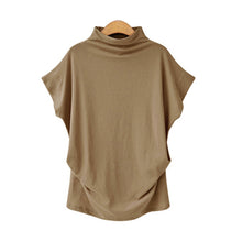 Load image into Gallery viewer, chemisier en coton à col roulé, décontracté, manches chauve-souris courtes, collection 2023