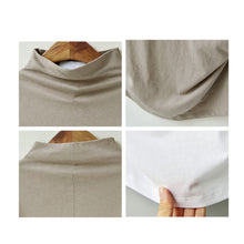 Load image into Gallery viewer, chemisier en coton à col roulé, décontracté, manches chauve-souris courtes, collection 2023