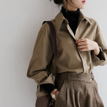 Charger l'image dans la galerie, QOERLIN Coffee Blouse Women Spring Autumn Casual Solid Color Long Sleeve Shirt Women Korean Loose Shirt OL Style Workwear S-XL