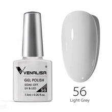 Charger l'image dans la galerie, Vernis gel Venalisa 7,5 ml – Gamme de 60 couleurs (pailletées) pour nail art et manucure – Vernis gel UV « soak-off » (dissolvable)
