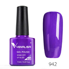 Charger l'image dans la galerie, Vernis gel Venalisa 7,5 ml – Gamme de 60 couleurs (pailletées) pour nail art et manucure – Vernis gel UV « soak-off » (dissolvable)
