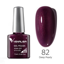 Charger l'image dans la galerie, Vernis gel Venalisa 7,5 ml – Gamme de 60 couleurs (pailletées) pour nail art et manucure – Vernis gel UV « soak-off » (dissolvable)

