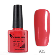 Charger l'image dans la galerie, Vernis gel Venalisa 7,5 ml – Gamme de 60 couleurs (pailletées) pour nail art et manucure – Vernis gel UV « soak-off » (dissolvable)
