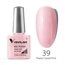 Charger l'image dans la galerie, Vernis gel Venalisa 7,5 ml – Gamme de 60 couleurs (pailletées) pour nail art et manucure – Vernis gel UV « soak-off » (dissolvable)
