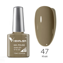 Charger l'image dans la galerie, Vernis gel Venalisa 7,5 ml – Gamme de 60 couleurs (pailletées) pour nail art et manucure – Vernis gel UV « soak-off » (dissolvable)
