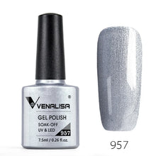 Charger l'image dans la galerie, Vernis gel Venalisa 7,5 ml – Gamme de 60 couleurs (pailletées) pour nail art et manucure – Vernis gel UV « soak-off » (dissolvable)
