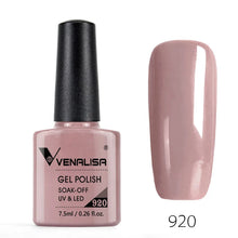 Charger l'image dans la galerie, Vernis gel Venalisa 7,5 ml – Gamme de 60 couleurs (pailletées) pour nail art et manucure – Vernis gel UV « soak-off » (dissolvable)
