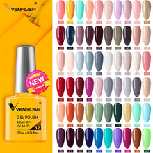 Charger l'image dans la galerie, Vernis gel Venalisa 7,5 ml – Gamme de 60 couleurs (pailletées) pour nail art et manucure – Vernis gel UV « soak-off » (dissolvable)
