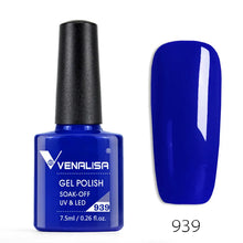 Charger l'image dans la galerie, Vernis gel Venalisa 7,5 ml – Gamme de 60 couleurs (pailletées) pour nail art et manucure – Vernis gel UV « soak-off » (dissolvable)

