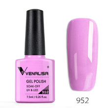 Charger l'image dans la galerie, Vernis gel Venalisa 7,5 ml – Gamme de 60 couleurs (pailletées) pour nail art et manucure – Vernis gel UV « soak-off » (dissolvable)
