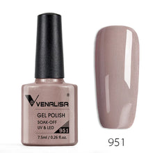Charger l'image dans la galerie, Vernis gel Venalisa 7,5 ml – Gamme de 60 couleurs (pailletées) pour nail art et manucure – Vernis gel UV « soak-off » (dissolvable)
