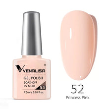 Charger l'image dans la galerie, Vernis gel Venalisa 7,5 ml – Gamme de 60 couleurs (pailletées) pour nail art et manucure – Vernis gel UV « soak-off » (dissolvable)
