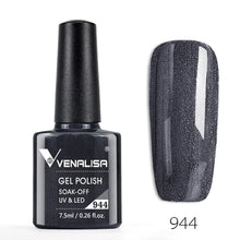 Charger l'image dans la galerie, Vernis gel Venalisa 7,5 ml – Gamme de 60 couleurs (pailletées) pour nail art et manucure – Vernis gel UV « soak-off » (dissolvable)
