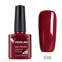Charger l'image dans la galerie, Vernis gel Venalisa 7,5 ml – Gamme de 60 couleurs (pailletées) pour nail art et manucure – Vernis gel UV « soak-off » (dissolvable)
