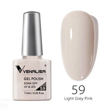 Charger l'image dans la galerie, Vernis gel Venalisa 7,5 ml – Gamme de 60 couleurs (pailletées) pour nail art et manucure – Vernis gel UV « soak-off » (dissolvable)
