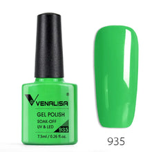 Charger l'image dans la galerie, Vernis gel Venalisa 7,5 ml – Gamme de 60 couleurs (pailletées) pour nail art et manucure – Vernis gel UV « soak-off » (dissolvable)

